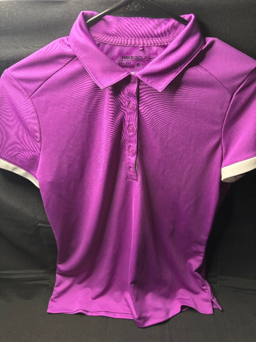 Nike Golf Women's Medium Dri-Fit Polo Purple/White Short Sleeve Athletic Shirt